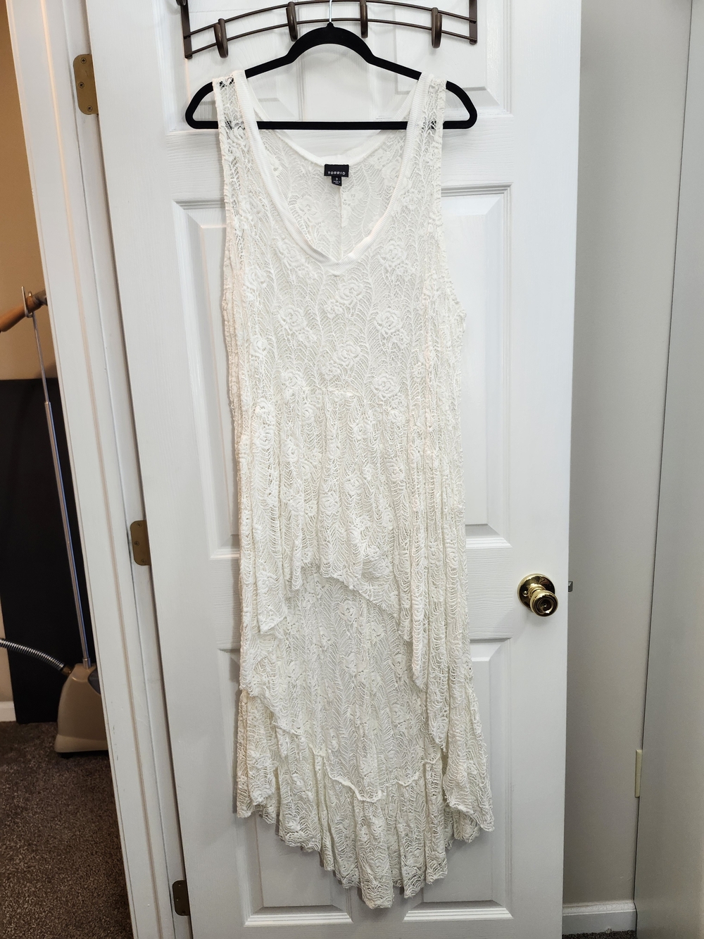 Torrid Cream Lace Tiered Sleeveless Maxi Dress, Torrid 3 = 3X